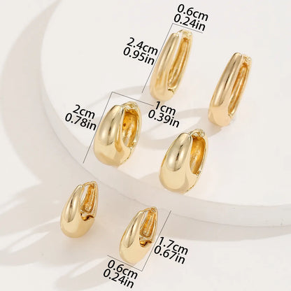 3 Pairs Simple Style Irregular Alloy Hoop Earrings