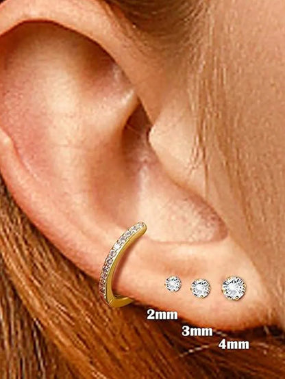 3 Pairs Simple Style Solid Color Plating Inlay Stainless Steel Zircon 14k Gold Plated Ear Studs