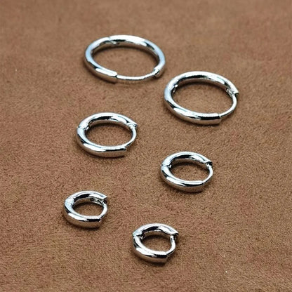 3 Pairs Simple Style Streetwear Solid Color Stainless Steel Hoop Earrings