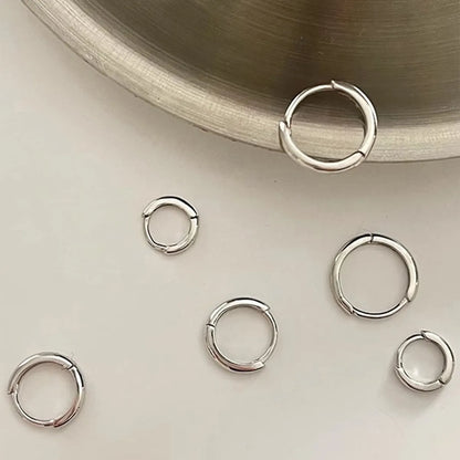 3 Pairs Simple Style Streetwear Solid Color Stainless Steel Hoop Earrings