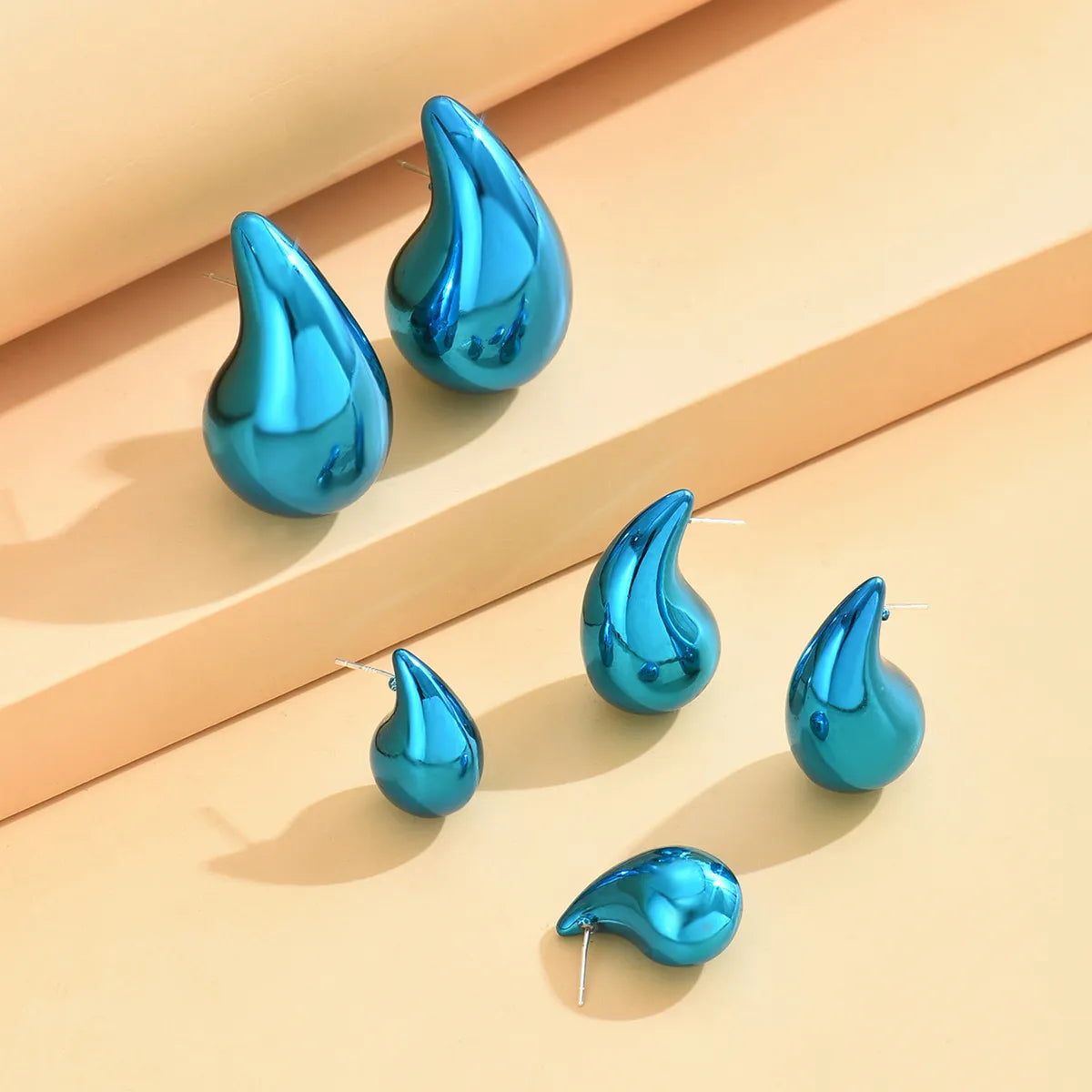 3 Pairs Simple Style Water Droplets Arylic Ear Studs