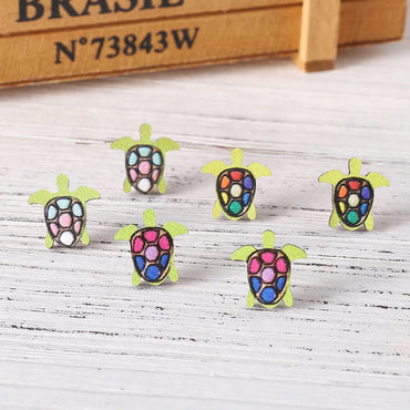 3 Pairs Vintage Style Tortoise Wood Ear Studs