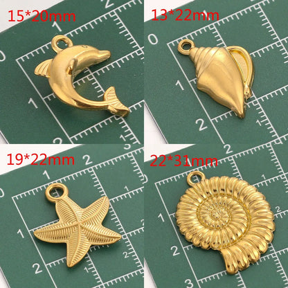 3 PCS/Package 13*22mm 15 * 20mm 19*22mm 304 Stainless Steel Conch Dolphin Shell Pendant