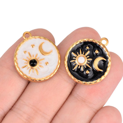 3 Pieces 304 Stainless Steel Star Moon Pendant