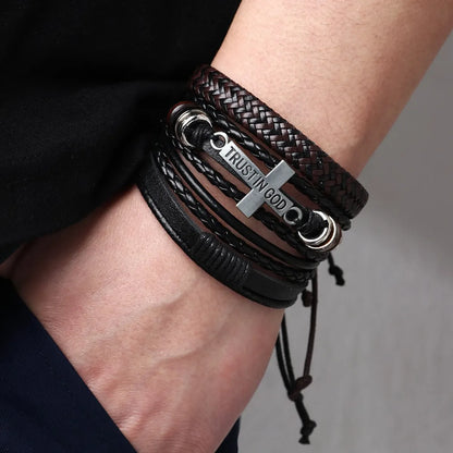 Fashion Cross Pu Leather Alloy Leather Unisex Bracelets