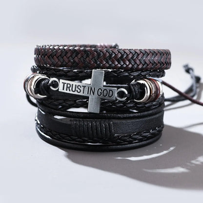 Fashion Cross Pu Leather Alloy Leather Unisex Bracelets