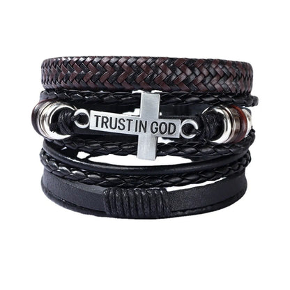 Fashion Cross Pu Leather Alloy Leather Unisex Bracelets