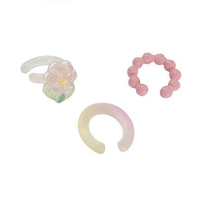 3 Pieces Floral Plastic Earrings