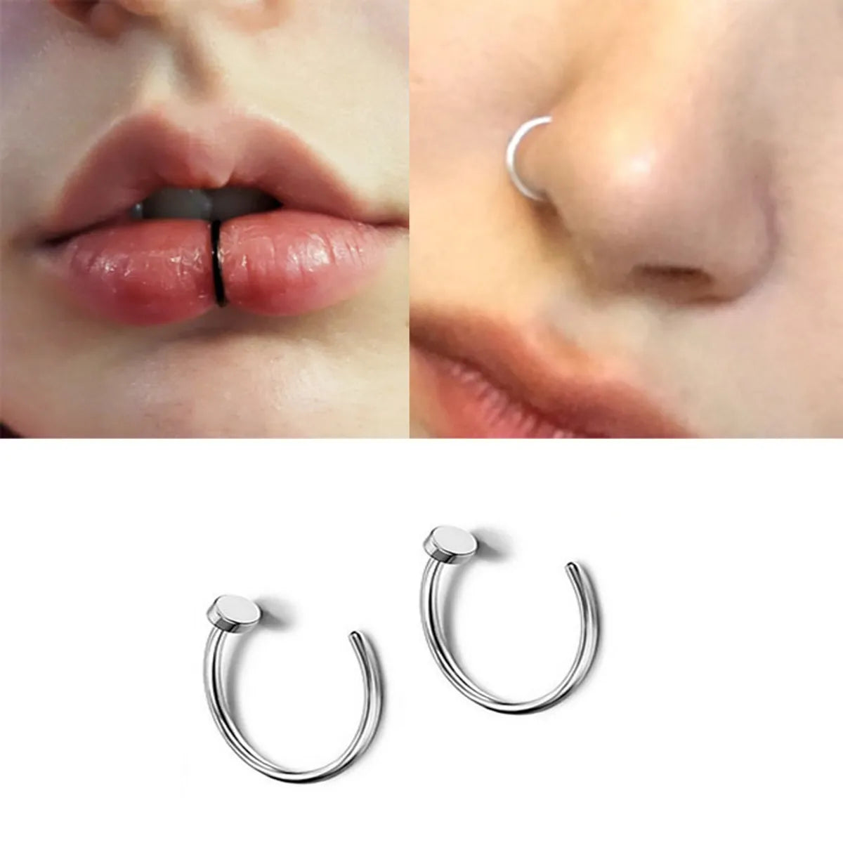 3 Pieces Nose Rings & Studs Vacation Classic Style Solid Color 304 Stainless Steel Lip Rings Nose Rings & Studs