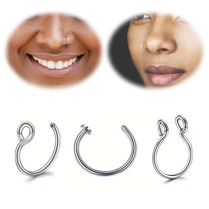 3 Pieces Nose Rings & Studs Vacation Classic Style Solid Color 304 Stainless Steel Lip Rings Nose Rings & Studs