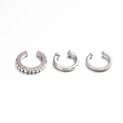 Wholesale Jewelry Ig Style Simple Style C Shape Solid Color Alloy Rhinestones Inlay Ear Cuffs