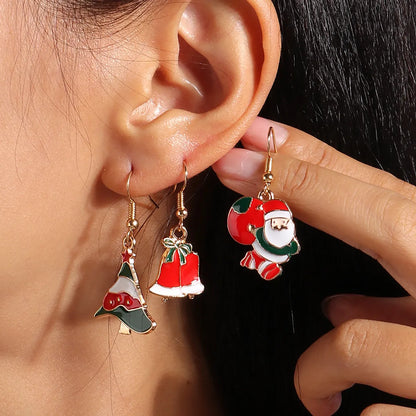 3 Pieces Set Simple Style Santa Claus Enamel Alloy Drop Earrings