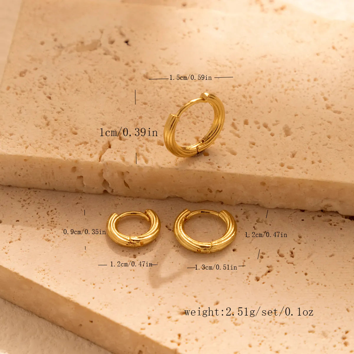 3 Pieces Set Sweet Simple Style Round Plating Copper Earrings