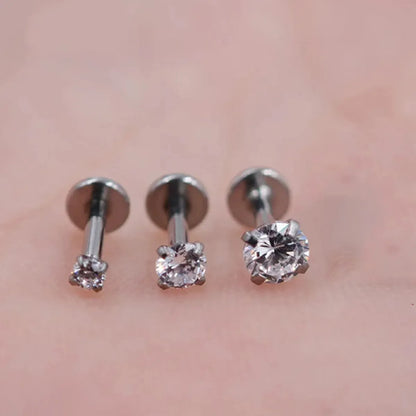 3 Pieces Simple Style Round Plating Inlay Stainless Steel Zircon Ear Studs