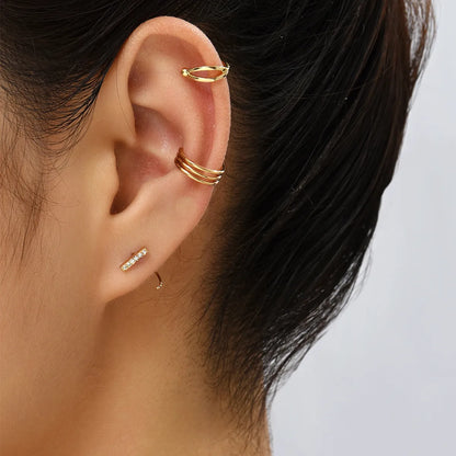 3 Pieces Simple Style Solid Color Copper Ear Cuffs