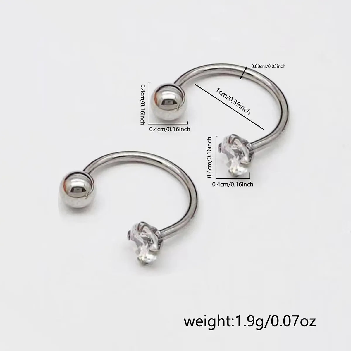 3 Pieces Streetwear Solid Color Inlay Stainless Steel Zircon Cartilage Earrings