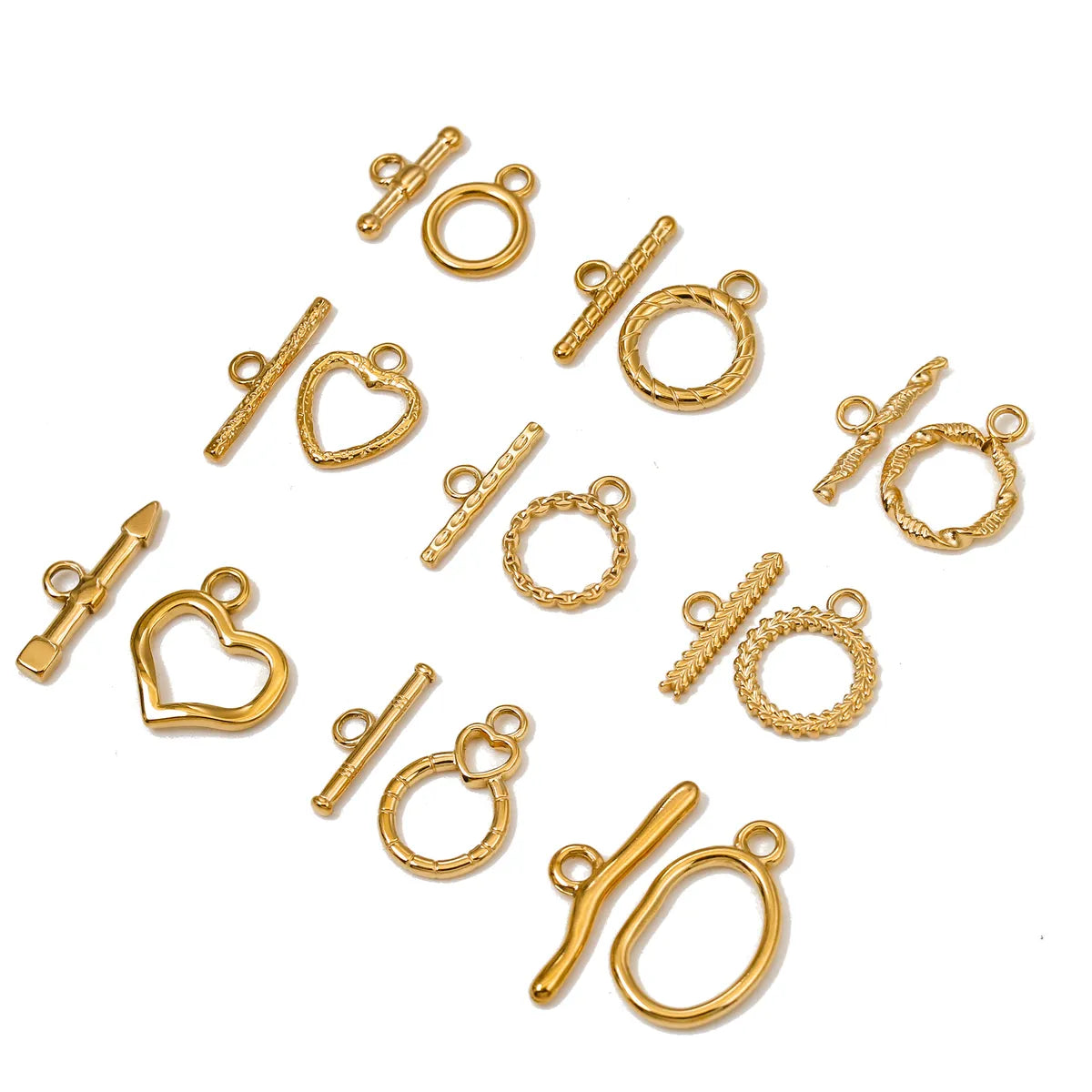 3 Sets Per Pack 18 * 20mm 24 * 7mm 304 Stainless Steel OT Buckle Heart Shape Solid Color OT Buckle Pendant Jewelry Buckle