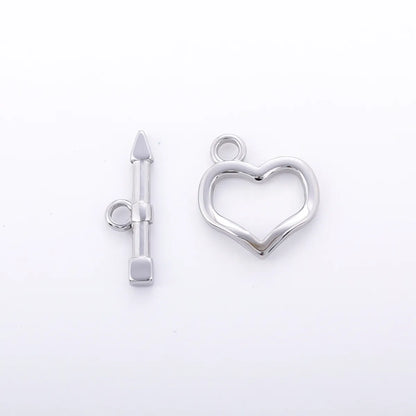 3 Sets Per Pack 18 * 20mm 24 * 7mm 304 Stainless Steel OT Buckle Heart Shape Solid Color OT Buckle Pendant Jewelry Buckle