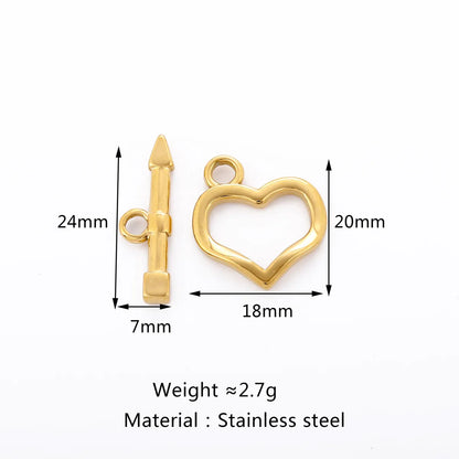 3 Sets Per Pack 18 * 20mm 24 * 7mm 304 Stainless Steel OT Buckle Heart Shape Solid Color OT Buckle Pendant Jewelry Buckle