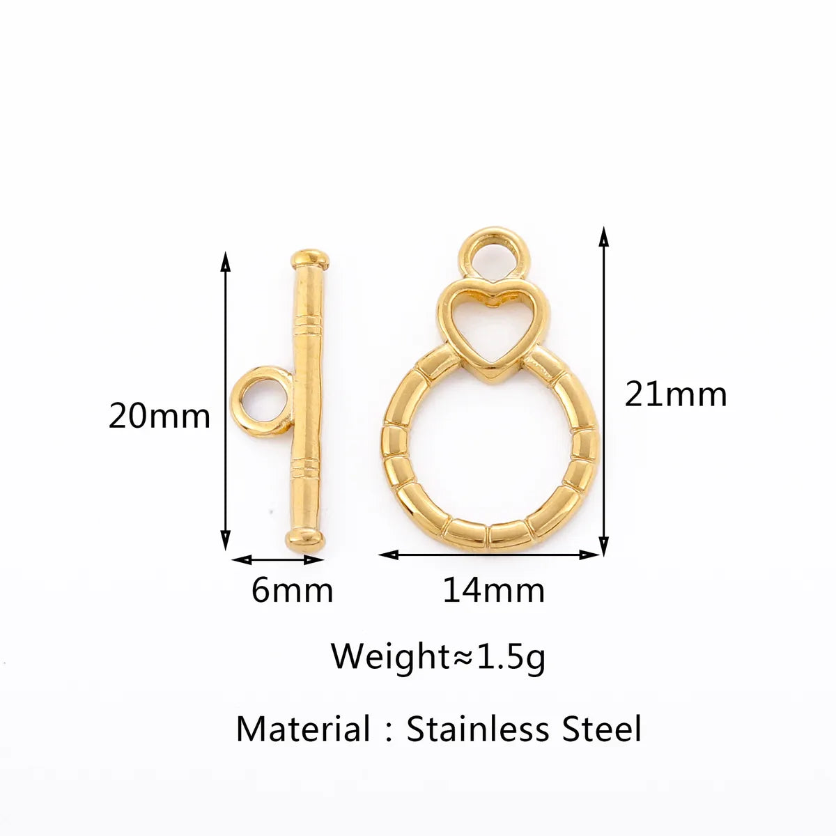 3 Sets Per Pack 18 * 20mm 24 * 7mm 304 Stainless Steel OT Buckle Heart Shape Solid Color OT Buckle Pendant Jewelry Buckle