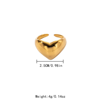 304 Stainless Steel 14K Gold Plated Casual Cute Romantic Plating Heart Shape Open Rings