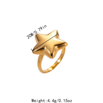 304 Stainless Steel 14K Gold Plated Casual Simple Style Commute Pentagram Rings