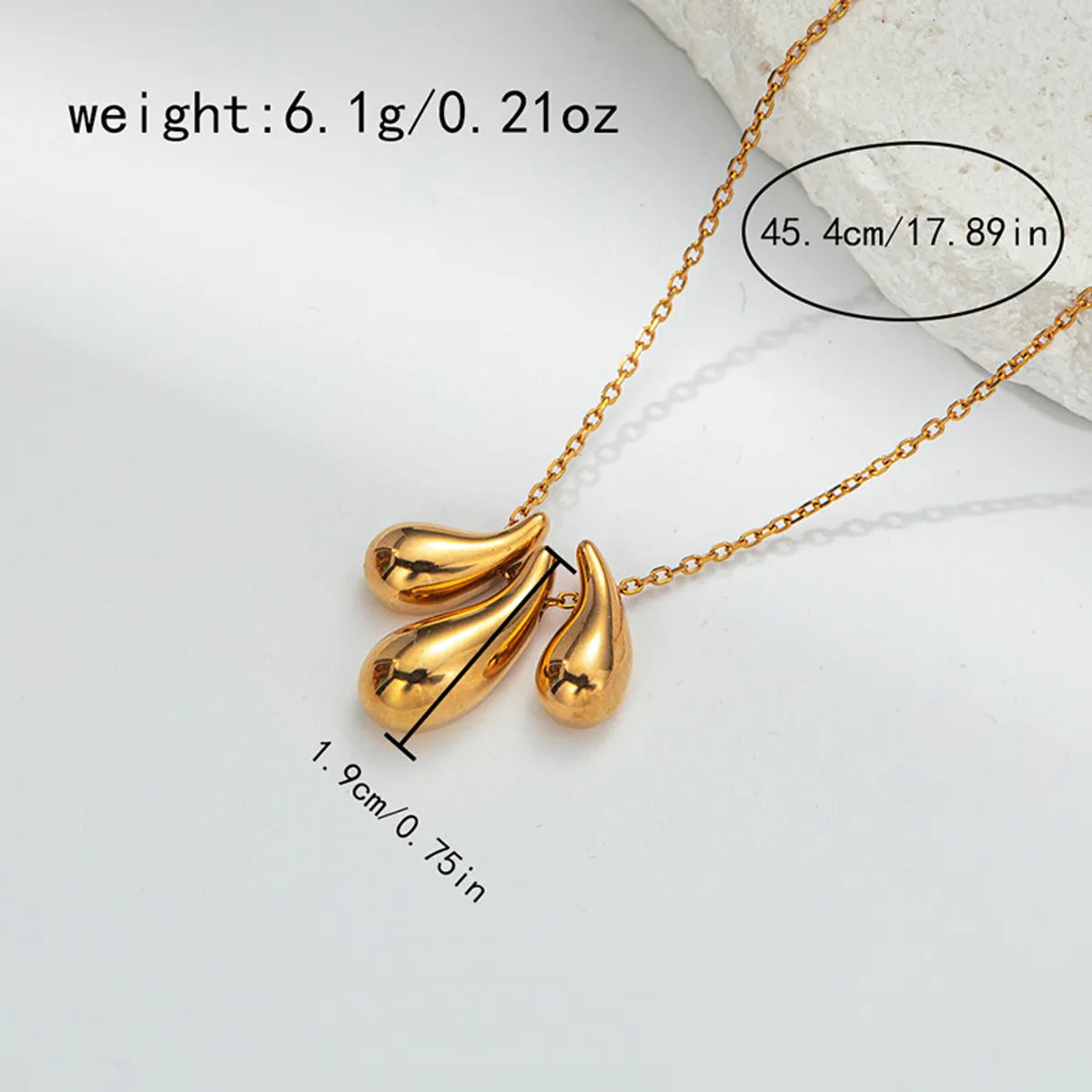 Wholesale Jewelry Elegant Luxurious Simple Style Water Droplets 304 Stainless Steel 14K Gold Plated Plating Earrings Necklace Jewelry Set