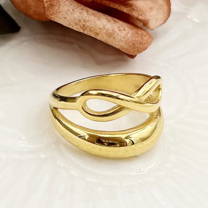 304 Stainless Steel 14K Gold Plated Elegant Preppy Style Simple Style Plating Infinity Rings