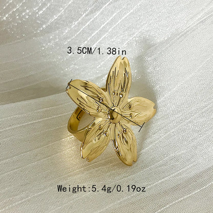 304 Stainless Steel 14K Gold Plated Elegant Princess Pastoral Plating Inlay Flower Pearl Rings