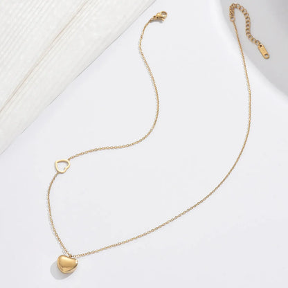 304 Stainless Steel 14K Gold Plated Elegant Romantic Classic Style Plating Heart Shape Double Layer Necklaces