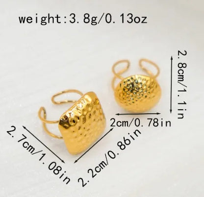 304 Stainless Steel 14K Gold Plated French Style Modern Style Classic Style Plating Geometric Solid Color Open Rings