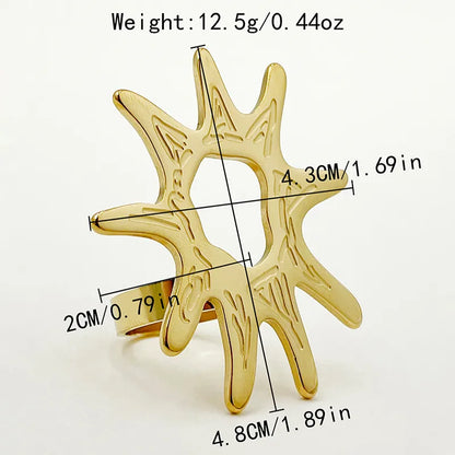 304 Stainless Steel 14K Gold Plated Hip-Hop Exaggerated Punk Plating Inlay Flower Natural Stone Rings