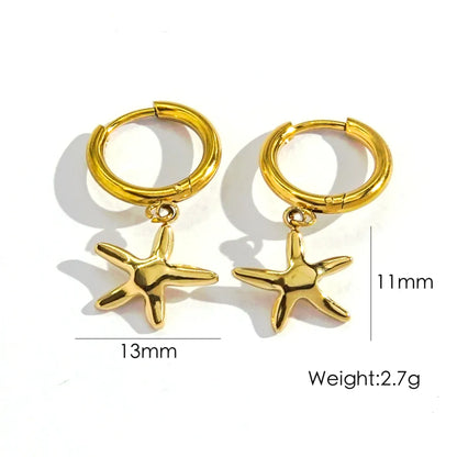 Wholesale Jewelry Marine Style Beach Tropical Starfish Dolphin Shell 304 Stainless Steel Natural Stone 14K Gold Plated Inlay Earrings Necklace