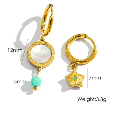 Wholesale Jewelry Marine Style Beach Tropical Starfish Dolphin Shell 304 Stainless Steel Natural Stone 14K Gold Plated Inlay Earrings Necklace