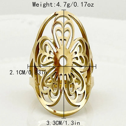 304 Stainless Steel 14K Gold Plated Sexy Sweet Commute Plating Inlay Flower Butterfly Pearl Zircon Rings