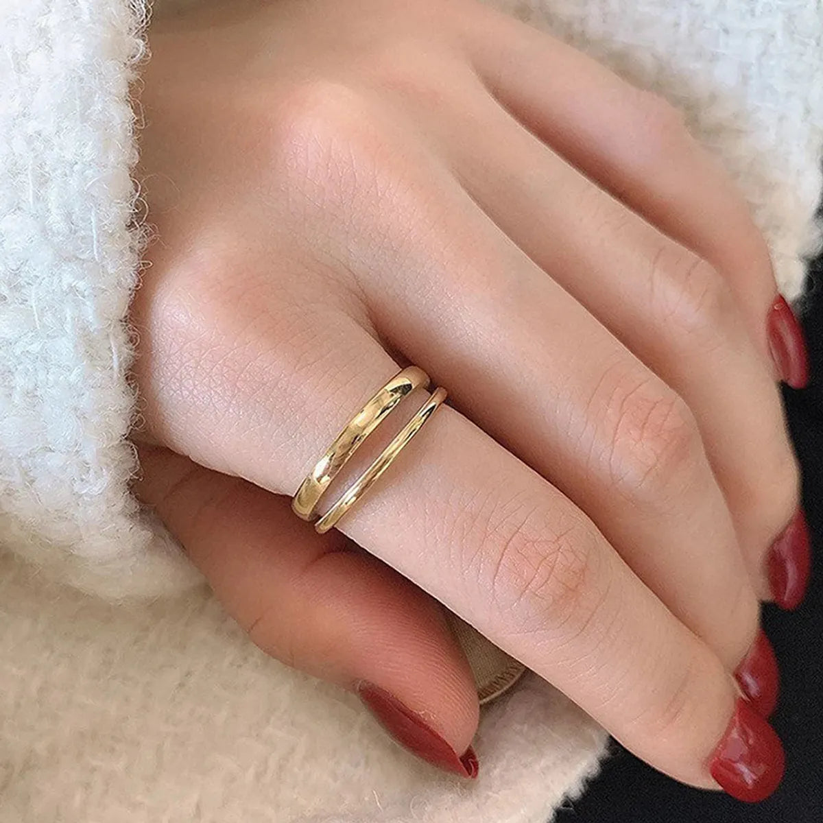 304 Stainless Steel 14K Gold Plated Silver Plated Modern Style Commute Solid Color Adjustable Ring Open Rings