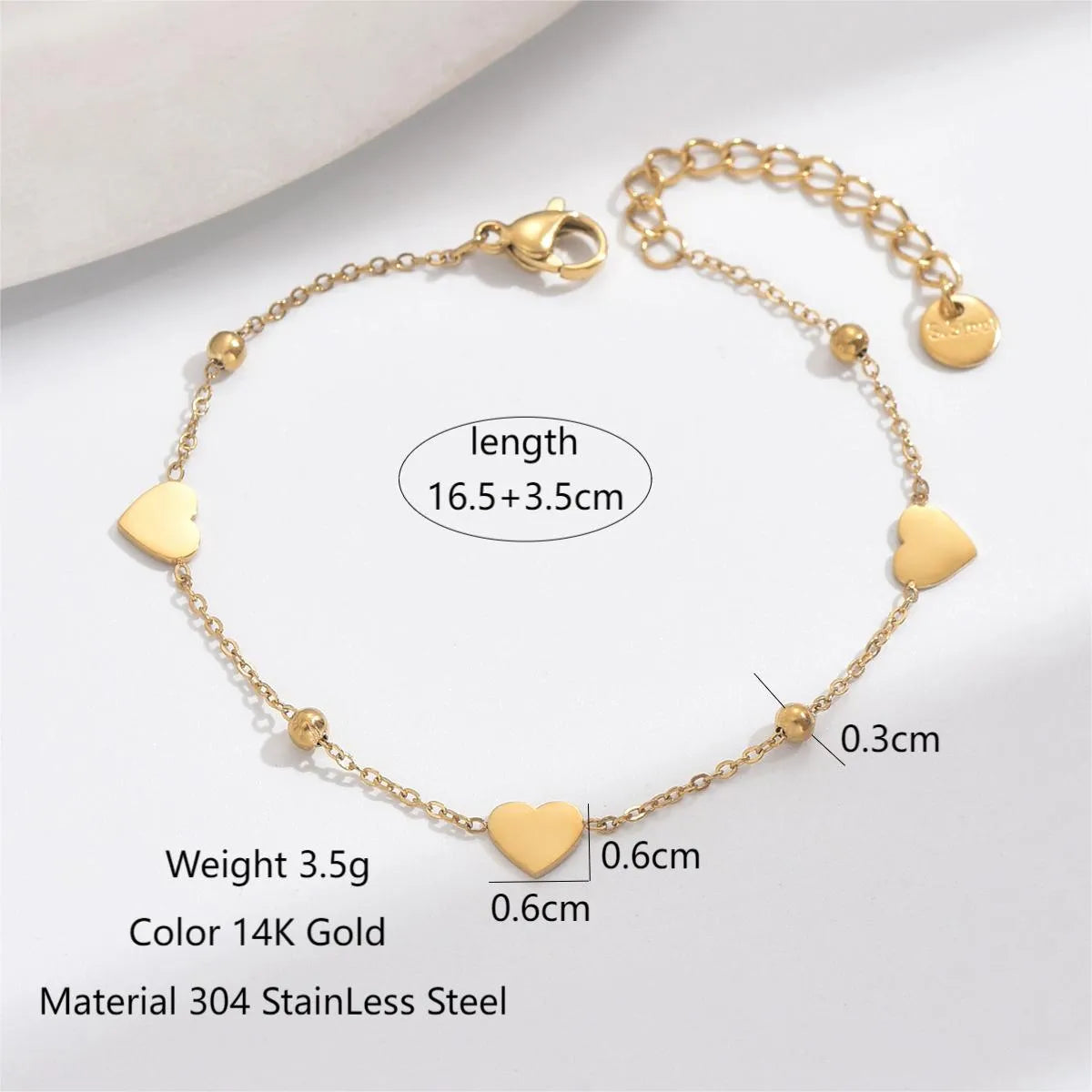 304 Stainless Steel 14K Gold Plated Simple Style Classic Style Polishing Plating Inlay Letter Heart Shape Zircon Bracelets