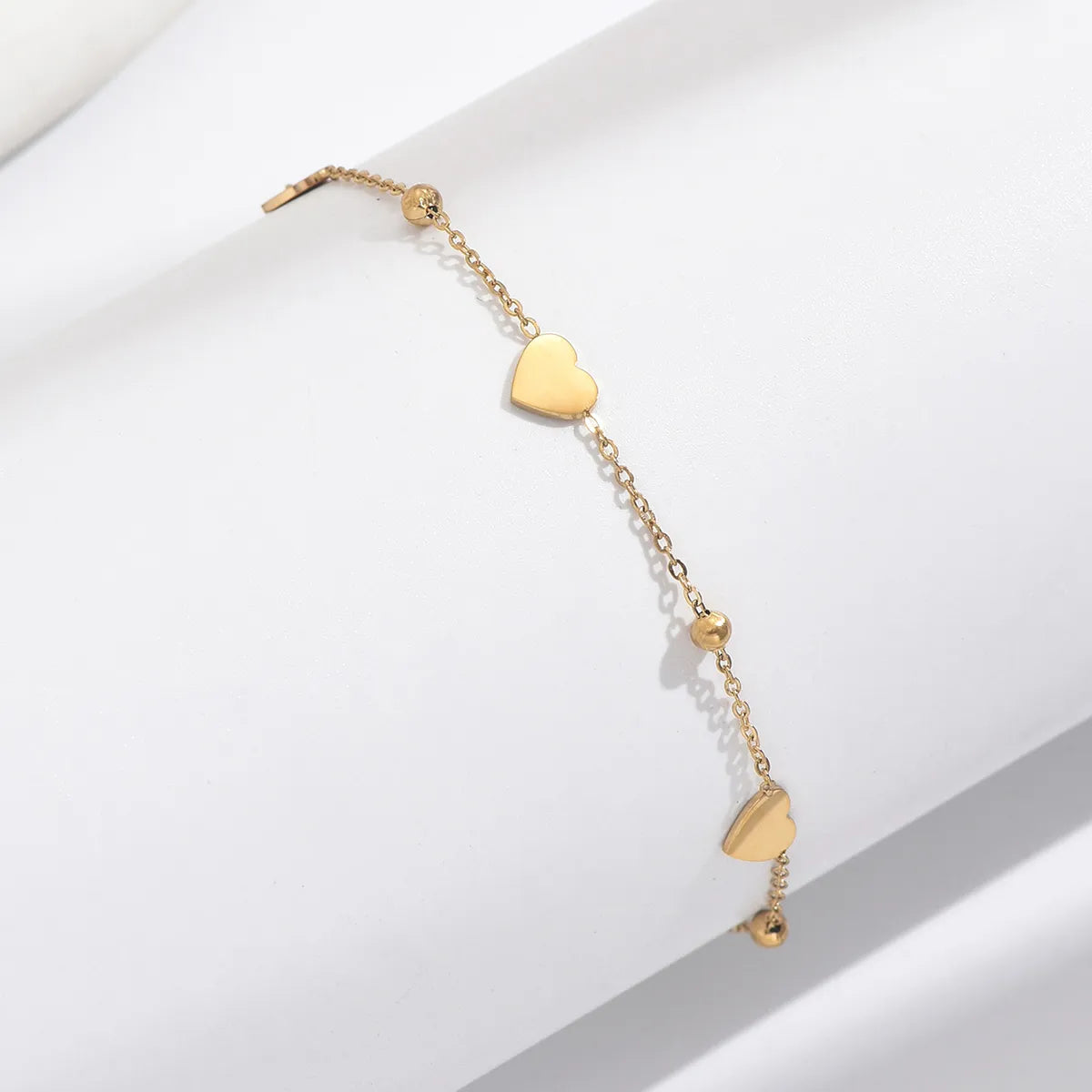 304 Stainless Steel 14K Gold Plated Simple Style Classic Style Polishing Plating Inlay Letter Heart Shape Zircon Bracelets