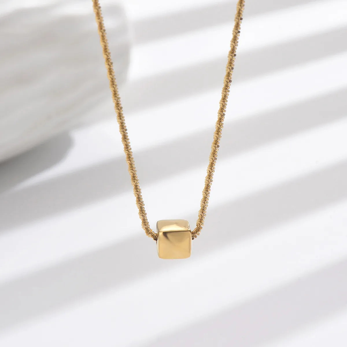 304 Stainless Steel 14K Gold Plated Simple Style Classic Style Polishing Plating Square Pendant Necklace