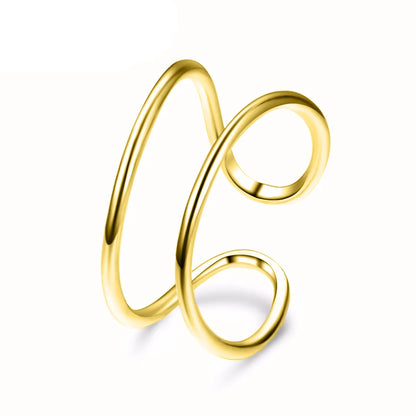 304 Stainless Steel 14K Gold Plated Simple Style Solid Color Open Rings