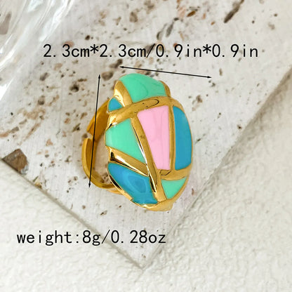 304 Stainless Steel 14K Gold Plated Simple Style Streetwear Enamel Plating Inlay Flower Zircon Rings