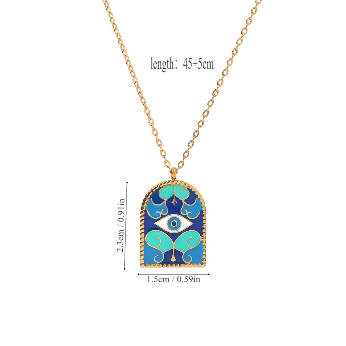 Wholesale Jewelry Vintage Style Classic Style Eye 304 Stainless Steel None 14K Gold Plated Enamel Pendant Necklace