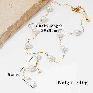 304 Stainless Steel 14K Gold Plated White Gold Plated Gold Plated Elegant Pearl Necklace