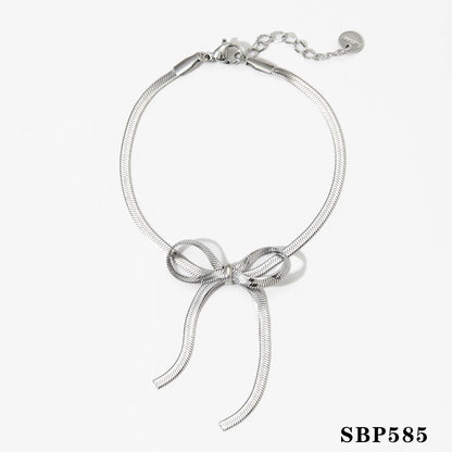 Wholesale Jewelry Modern Style Sweet Bow Knot 304 Stainless Steel No Inlaid 16K Gold Plated White Gold Plated Gold Plated Bracelets Earrings Necklace