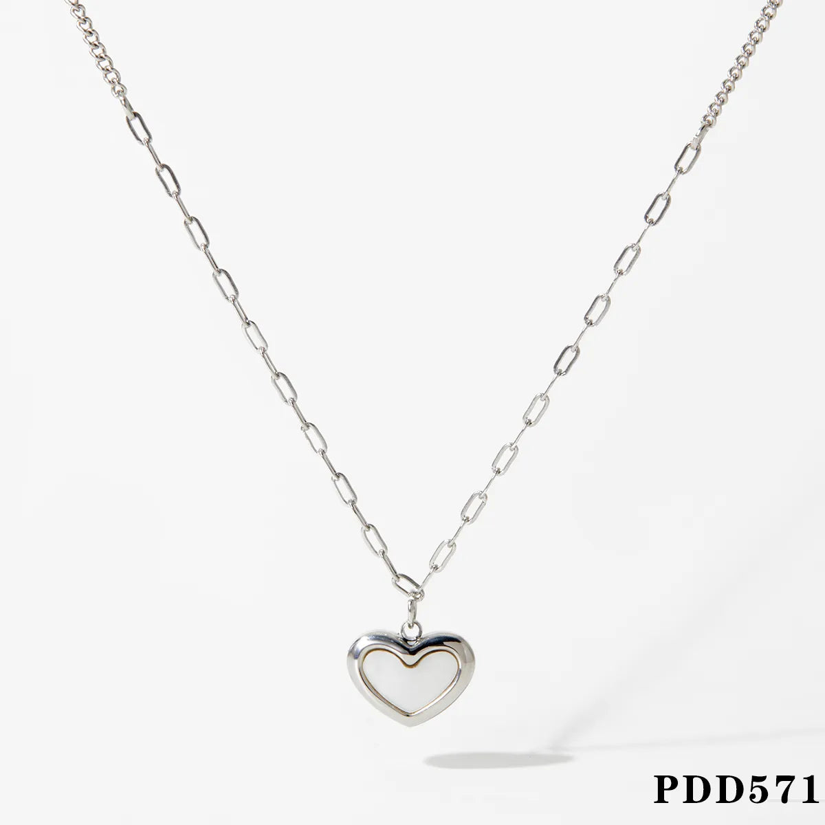 304 Stainless Steel 14K Gold Plated White Gold Plated Sweet Heart Shape Necklace