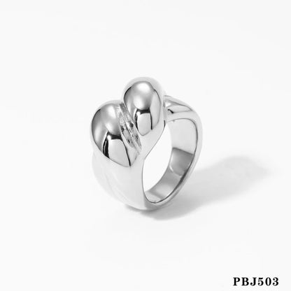 304 Stainless Steel 16K Gold Plated White Gold Plated Casual Plating Heart Shape Rings