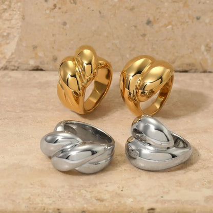 304 Stainless Steel 16K Gold Plated White Gold Plated Casual Plating Heart Shape Rings