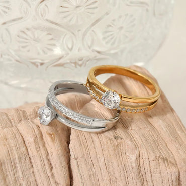 304 Stainless Steel 16K Gold Plated White Gold Plated Gold Plated Casual Cute Plating Solid Color Rings