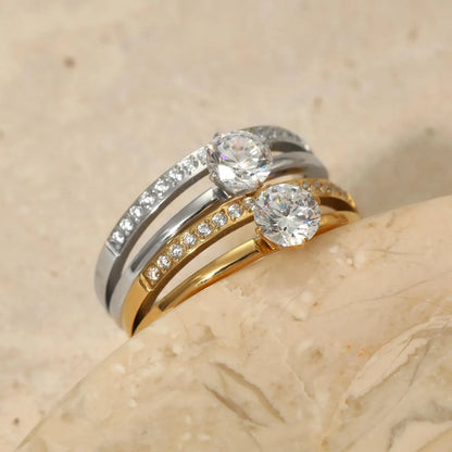 304 Stainless Steel 16K Gold Plated White Gold Plated Gold Plated Casual Cute Plating Solid Color Rings