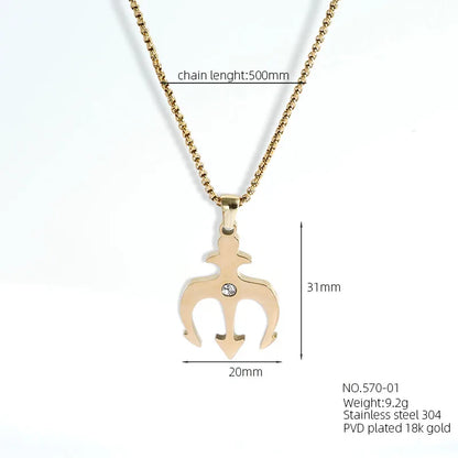 304 Stainless Steel 18K Gold Plated Basic Modern Style Classic Style Inlay Geometric Cross Rhinestones Pendant Necklace